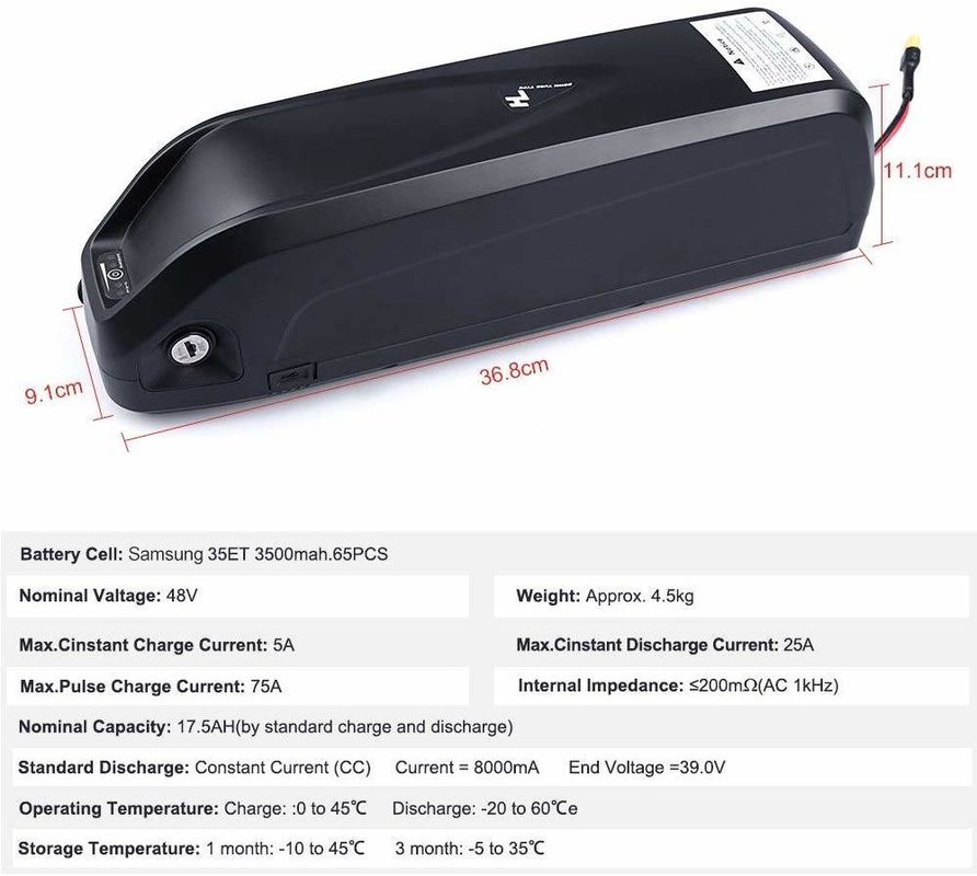USB Ebike Baterai 36V 17ah 10s5p Lithium Ion Baterai Untuk Sepeda Listrik E Bike Baterai Penggantian