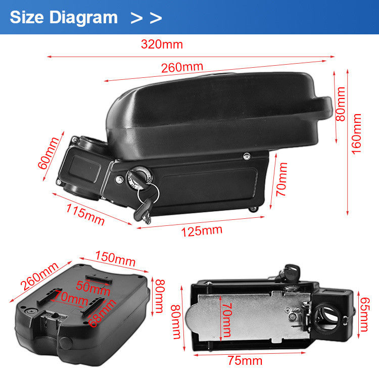36V 10.4Ah 11.6Ah 18650 Little Frog E-Bike Baterai Lipat Kecil untuk Sepeda Listrik Skuter