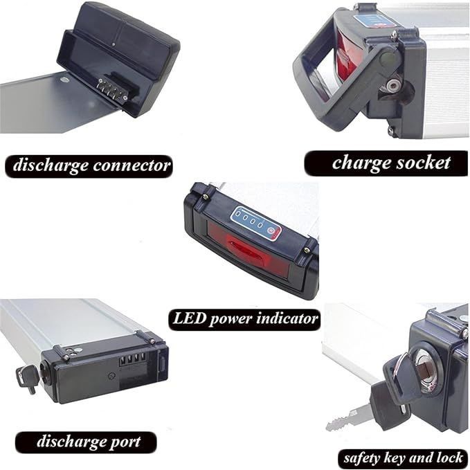 Baterai pengganti Ebike 36/48V 13S4P 10S5P Baterai Lithium Sepeda Listrik dengan Port USB untuk Motor 1000W
