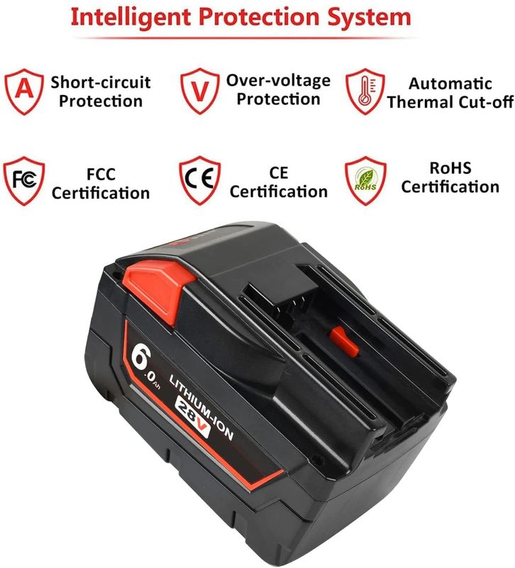 28V 6000mAh Slide Pack Baterai Kompatibel dengan Milwaukee Cordless Power Tools Kompatibel Penggantian Milwaukee