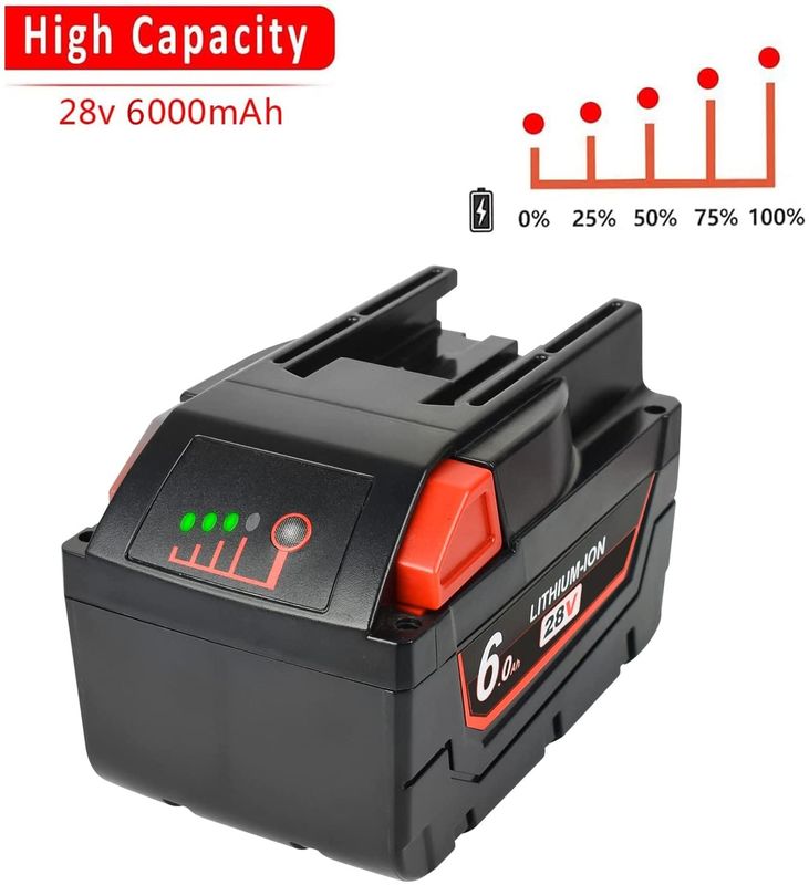 28V 6000mAh Slide Pack Baterai Kompatibel dengan Milwaukee Cordless Power Tools Kompatibel Penggantian Milwaukee
