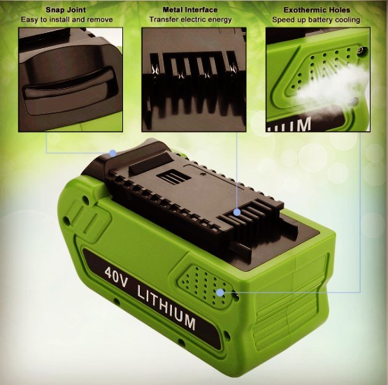 5000mAh Lithium Battery Replacement for Greenworks 29472 29462 G-Max, Fits Greenworks Gmax Tools