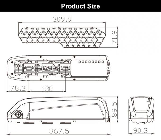 36V 48V Baterai Sepeda Listrik Paket 14.5AH 17AH Dengan Kasus Hailong Downtube 0